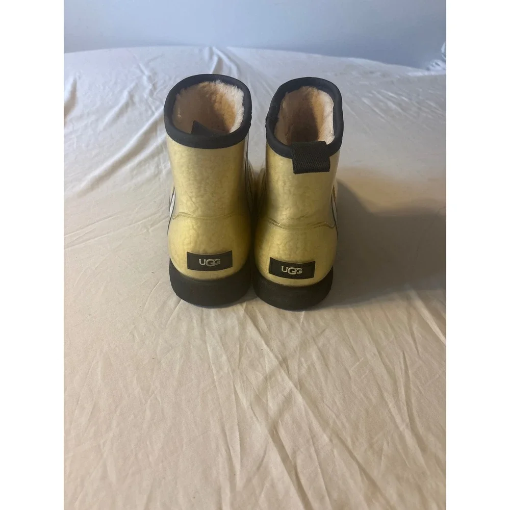 UGG Classic Clear Mini Rain Boots Women Size 9 Natural Black Good Waterproof